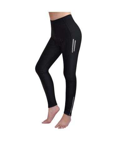 WOSAWE Women's Long Cycling Pants Breathable Elastic Cycling Pants MTB 3/4 Leggings with Seat Pad 3D Tights Long Pants S