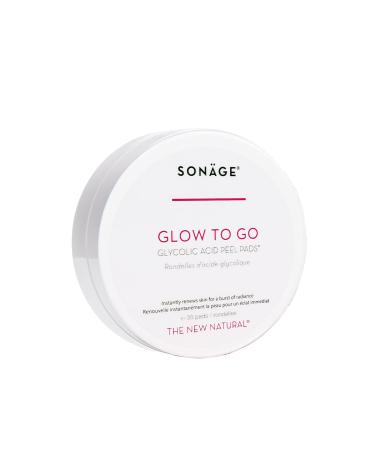 Sonage Glow To Go | Glycolic Acid AHA Facial Pads | Resurfacing and Exfoliating Peel Pads | Reduces Appearance of Wrinkles Pores and Fine Lines | Alcohol-free | For All Skin Types
