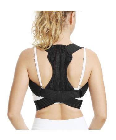 Back Posture Corrector for Women and Men Adjustable and Breathable Upper Back Brace for Posture Back Straightener Posture Corrector (X-Large) (Black)