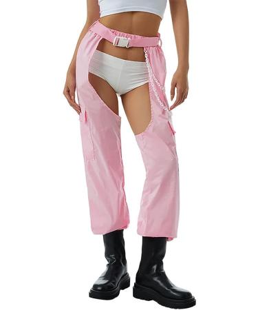 Women's High Rise Reflective Cargo Sweatpants in Pink - Size Medium - Buy Online on GoSupps.com
