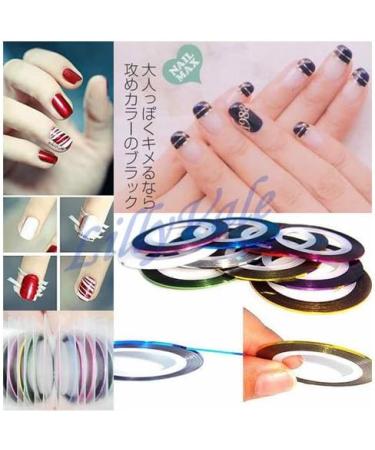 12 COLORS NAIL STICKER ROLLS STRIPING TAPE LINE NAIL ART UV GEL TIPS DIY KIT - Buy Online on GoSupps.com