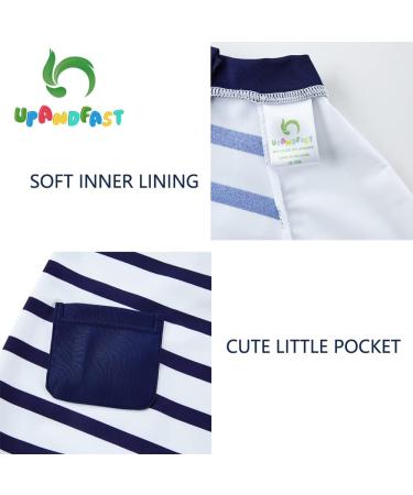 UPF 50+ Baby Boy One Piece Swimsuit with Sun Hat | 18-24 Months Navy Stripe | UPFandfast Infant Toddler Bathing Suit - Buy Online on GoSupps.com