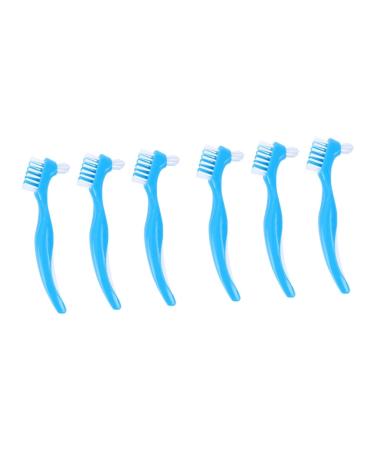 Lurrose 6 pieces hard prosthesis cleaning brush prosthesis brushes incorrect teeth tooth cleaning brush toothbrush for false teeth double -sided toothbrush tool tooth -cutting child portable 1 piece (1 Pack) bluex2stk