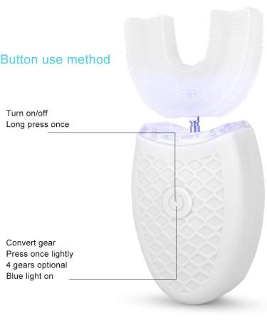 U-Shaped Adult Electric Sonic Toothbrush with Food-Grade Silicone Brush Head - White - Buy Online on GoSupps.com