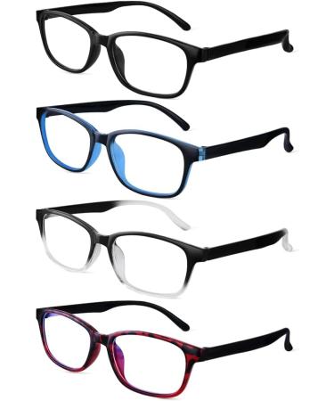 ACWOO Blue Light Filter Glasses 4-Set | Anti Blue Light Vintage PC Gaming Glasses for Men & Women - Transparent Leopard Blue Black - Buy Online on GoSupps.com