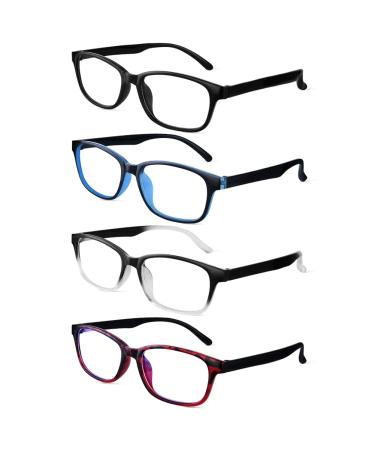 ACWOO blue light filter glasses 4-Set anti blue light glasses without starch Blaufilter glasses vintage PC gaming screen glasses Blue Light Glasses for women men (transparent+leopard+blue+black) 4 PCs