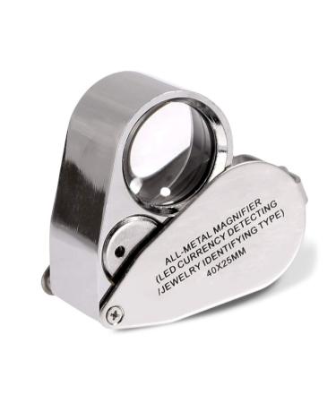 KINGMAS 40x Jeweller Loupe Folding Magnifying Jewelry Eye Magnifier With LED Light Illuminated (LED Currency Detecting/Jewlers Identifying Type Lupe)