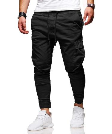 BUXKR Men's Black Cargo Pants - Casual Hiking Joggers for Men - Size Large - Buy Online on GoSupps.com