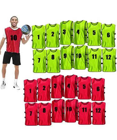 24 Pcs Soccer Practice Vest, Lightweight Numbered Soccer Team Pennies with Beltn for Men Adult Youth Sport Supplies, Scrimmage Vests Practice Jersey for Soccer Lacrosse Training