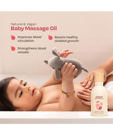 MAATE Baby Massage Oil | 100% Natural & Vegan | Enhances Bone Mineralization & Muscle Strength | Brahmi Noni & Pomegranate | No Mineral Oil | 150 ml - Buy Online on GoSupps.com