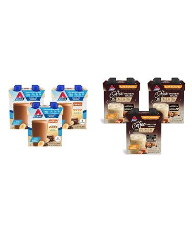 Atkins Chocolate Banana Protein Shake 15g Protein & Caf Caramel Iced Coffee Protein Shake 15g Protein Low Glycemic 3g Net Carb 1g Sugar Keto Friendly