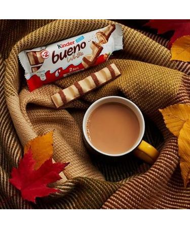  Kinder Kinder Bueno White - Thin Wafer Coated in White Chocolate with a Milk and Hazelnut Center - Soft and Crispy Biscuit - Sharing Size - 30 x 2 Bars (39g) - Buy Online on GoSupps.com