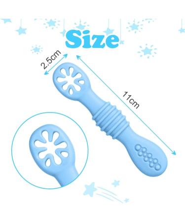 Vicloon Baby Fork and Spoon Set 4Pcs Silicone Spoon Baby Weaning Spoon Set Self Feeding Utensil Easy Grip Soft Baby Spoon Toddler Cutlery Kit for Infant Toddler Children First Led Training Weaning Blue/Green/Grey/Khaki - Buy Online on GoSupps.com