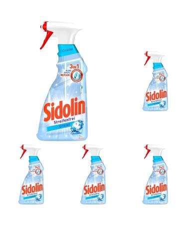 Sidolin Cristal glass cleaner (500ml) spray bottle for a perfect shine and against micro -ring (pack with 5) 500 ml (5 -pack) spray bottle