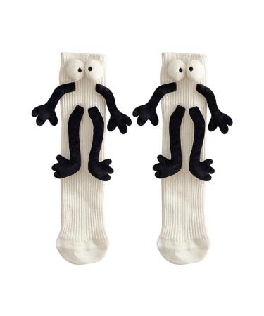RJSQAQE Funny Couple Holding Hands Socks Unisex Mid-Tube Socks Magnetic 3D Doll Socks Cute Holding Hands Feet Couple Socks 7.5*7.1in Deep White