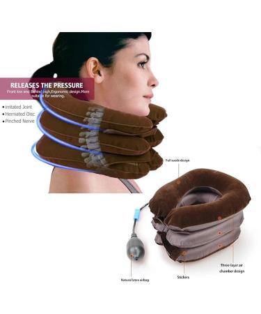 Brown Neck Stretcher Inflatable Air Neck Traction Apparatus Devic Neck Cervical Collar Pillow Pain Stress Pain Relief Tractor - Buy Online on GoSupps.com
