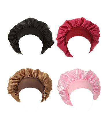 Satin Bonnets for Women  4PCS Silk Bonnet Hair Bonnet for Sleeping Silk Night Sleep Cap for Girls