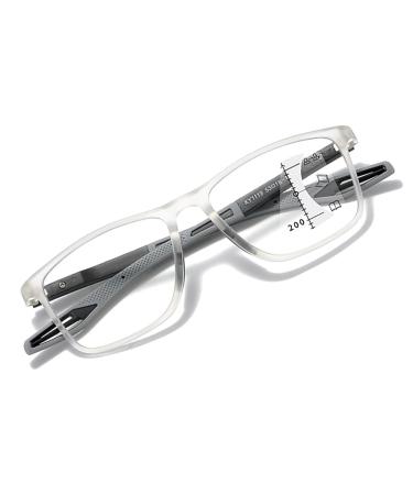 VAKUUM Progressive Multifocus Reading Glasses Blue Light Blocking sports Readers Portable Trifocal Eyeglass for reading sports (Color : Transparent Size : 2.0x)