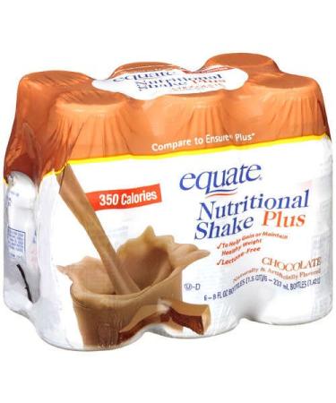 Equate Chocolate Nutritional Shake Plus 350 Calories 6 Shakes 1.5-quart Box (Pack of 2)