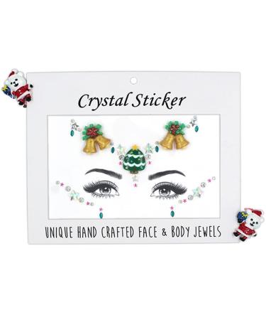 Christmas Face Gems Tattoo Stickers - Xmas Body Jewelry Rhinestone Santa Claus Snowman Christmas Tree Design - Temporary Sparkly DIY Jewel Paste for Festive Makeup (4 Sheets) - Buy Online on GoSupps.com