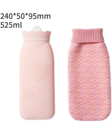 Pink 525ml Silicone Heat Bottle with Cover - Cute & Mini Hot Water Bag for Hand Feet & Abdominal Warmth - Outdoor Proof - Buy Online on GoSupps.com