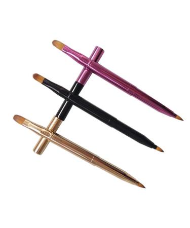 Beaupretty Double-Sided Lip Brushes - Travel Pin Brush Set for Women | 3 Pieces in Gold Purple & Black | Perfect Lipstick & Gloss Makeup Tool - Buy Online on GoSupps.com