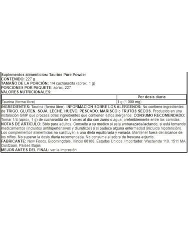 Now Foods Taurine 8oz Vegan Amino Acid Powder - Buy Online on GoSupps.com