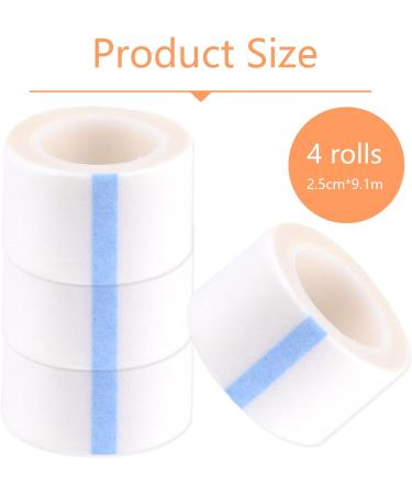 4 Rolls Micropore Surgical Tape - 2.5cm X 9.1m - First Aid Medical Tape - Earring Cover Up Tape - White - 4 Pack - Buy Online on GoSupps.com