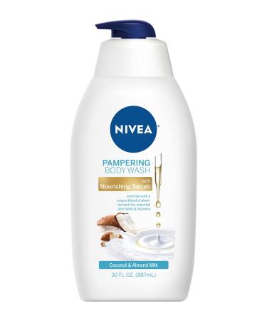 NIVEA Coconut and Almond Milk Moisturizing Body Wash for Dry Skin  30 Fl Oz Pump Bottle