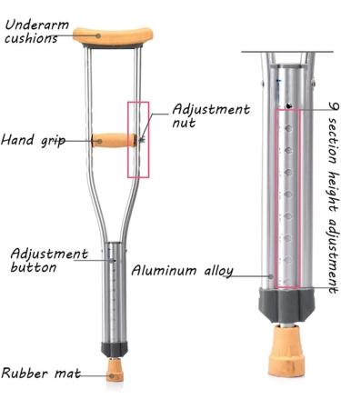 Crutches for Adults Underarm Underarm Crutches for Adjustable Aluminium Underarm Crutches/Single Lightweight Underarm Axilla Elbow Forearm Adjustable Walking Stick/Disabled Telesco Lucky Star - Buy Online on GoSupps.com