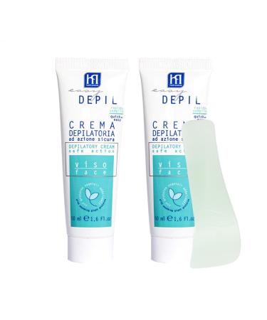 HP HEALTH PRODUCTS EASY DEPIL Easy Depil Pack of 2 facial hair removal creams (for flyaways cheek hair chin eyebrows) of 50 ml quick and easy to use effective safe with softening plant proteins.