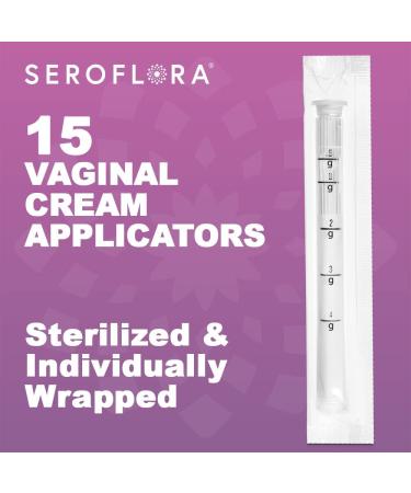 Seroflora Disposable Vaginal Cream Applicators - Fits Premarin, Estrace, Preseed, OTC Gels & Lubricants - Threaded End, Comfort Tip, Dosage Markings - 15 Pack - Buy Online on GoSupps.com