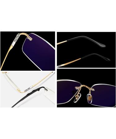 Riccie Ultra-Light Borderless Titanium Reading Glasses for Men - Anti-Blue Light HD Aspherical Magnifying Glass | +1.0 to +3.0 Magnification - Buy Online on GoSupps.com