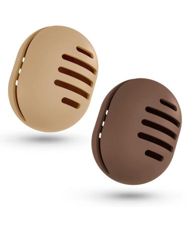 Fauxomor makeup sponge holder-2 pieces of Breathable Ultra-Soft Silicone Beauty Blender Travel Case for All Mak-Up Sponge Khaki+coffee 1 piece (2-pack) C-khaki+coffee (3-line)