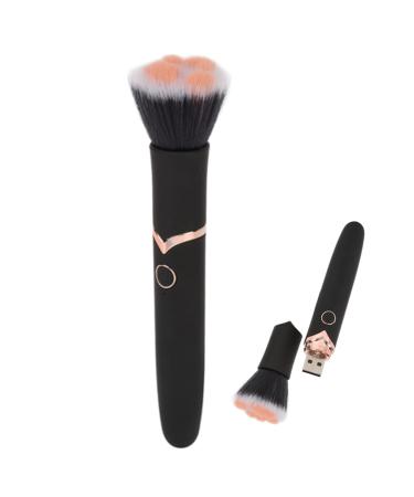 Electric Makeup Brush 10 Gears Vibration Massage Brush Works with Concealer or Blush Rechargeable Adjustable Loose Powder Brush Black