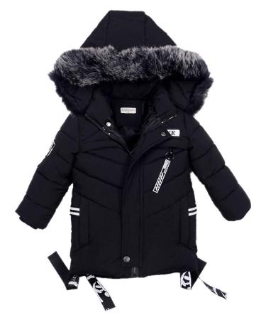 Odziezet Baby Boy Down Coat Kids Hooded Puffer Zipper Jacket Winter Outerwear Clothes 2-7 Years 3-4 Years Black