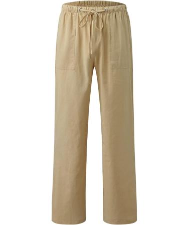 CEWIFO Men's Fleece 3/4 Shorts - Comfortable Cotton Yoga & Baseball Pants Elastic Waist A2-Khaki XL - Buy Online on GoSupps.com