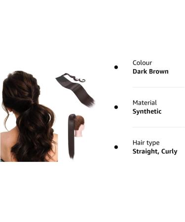 S-noilite Trendy 26"(66cm) Straight Wrap around Ponytail Clip in Hair Extension Strap Pony Tail Hairpiece Long Popluar Style Dark Brown Dark Brown 26 Inch - Buy Online on GoSupps.com