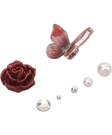 Nail Rhinestones Vintage Elegant Burgundy Color Art Sequins Resin Material 3D Nail Art Charms Nail Art Supplies Design Kit - Buy Online on GoSupps.com