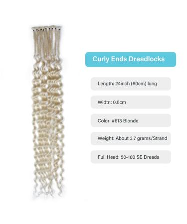 24-Inch Thin Synthetic Blonde Dreadlock Extensions - 10 Pcs Wavy Dreads for White Women - 613 Blonde - Buy Online on GoSupps.com