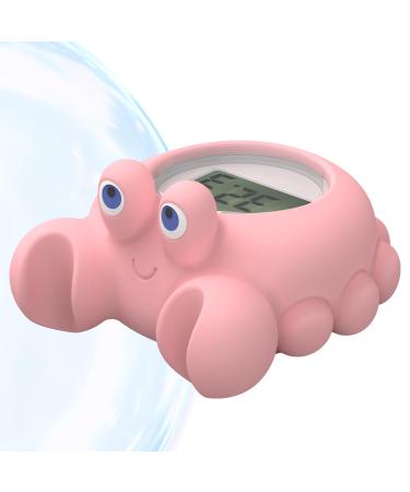 Valuxtin Bath Thermometer Digital Baby Underwater Temperature Monitor Baby Essentials For Newborn Accurate Readings Lcd Display For Fun Bathtime (Crab-Pink) JH-811