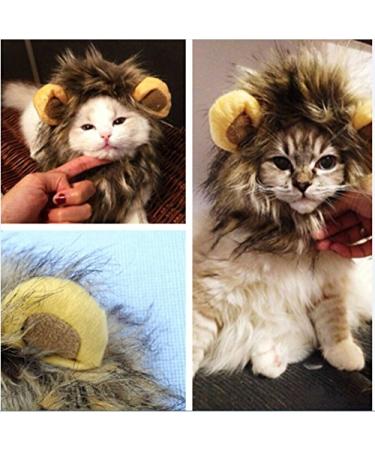 Yunt Pet Costume Lion Mane Wig for Dog Cat Christmas Xmas Santa Halloween Clothes Festival Fancy Dress up with Ears As Shown in Image
