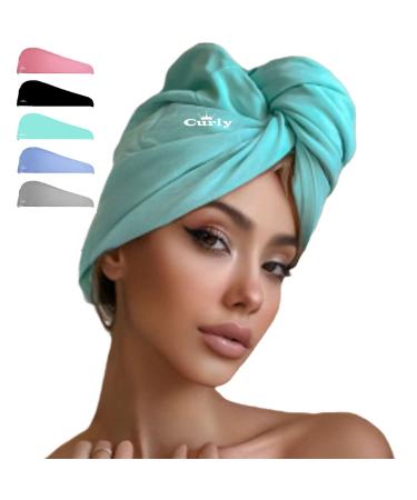 Cotton Towel (Turquoise) - Curly Queen - 100% Cotton T-Shirt Double Layer Material  Extra Large  Frizz Free  Ideal for Every Hair Type