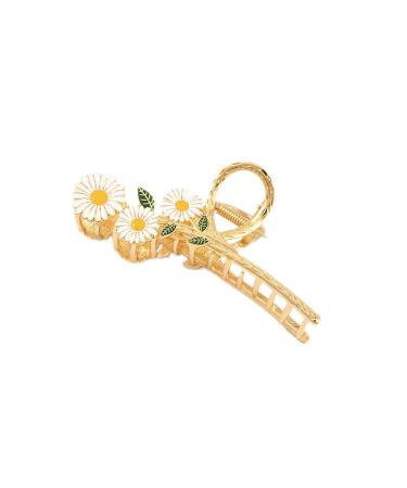 Large Metal Hair Claw Clips for Women  Daisy Shape Nonslip Gold Hair Clips for Thick Hair  Strong Hold NonSlip Jaw Clips Hair Clamps Hair Styling Accessories for Women and Girls