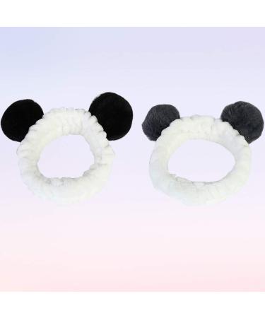 Lurrose Cute Panda Ear Headbands - 2 Pack Elastic Makeup & Spa Hair Bands for Women | Soft & Stylish Face Bands for Yoga & Sports (Black & Gray) - Buy Online on GoSupps.com