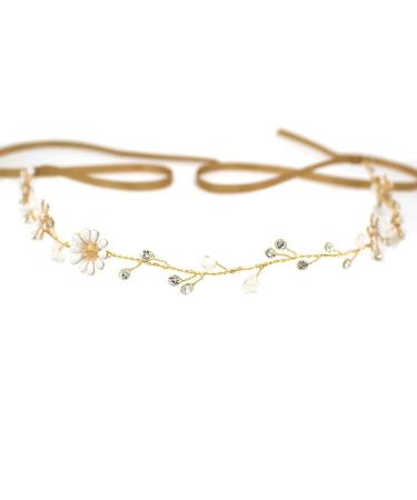 Lurrose 1PC Daisy Flower Headband Rhinestone Crystal Handmade Fashion Bridal Headwear Headpieces Hair Accessory Headdress