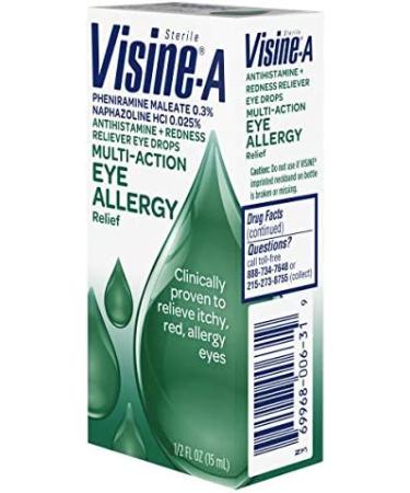 Visine-A Antihistamine Red Eyes Multi-Action Allergy Relief Eye Drops 0.5 fl. oz (Pack of 2) - Buy Online on GoSupps.com