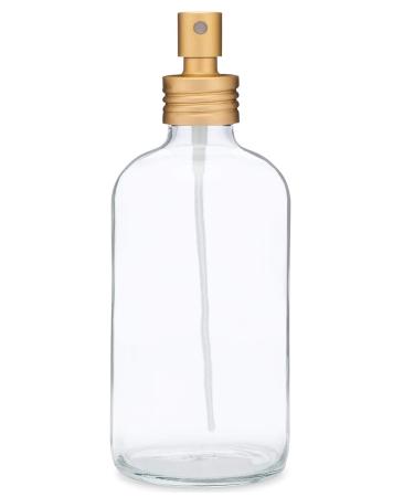 Rail19 Apothecary Clear Glass Mist Bottle - Gold Metal Aluminum Nozzle, 8oz (1 Pack)