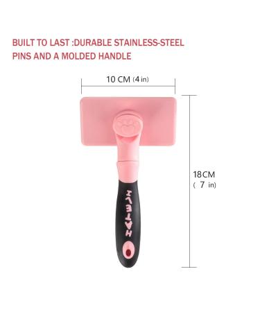 HATELI Self Cleaning Slicker Brush for Cats & Dogs - Removes Mats, Tangles & Loose Hair - Long & Short Hair - Pink - Buy Online on GoSupps.com