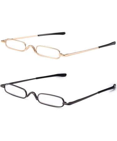 KoKoBin 2-Piece Mini Narrow Reading Glasses - Spring Hinge Metal Visual Aid +2.0 with Case - Unisex Reading Glasses for International Shipping - Buy Online on GoSupps.com
